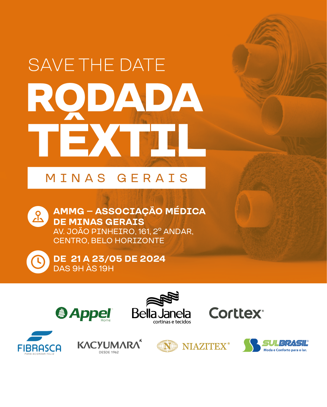 Em breve – Rodada Têxtil – Belo Horizonte – 21 – 23/05/2024